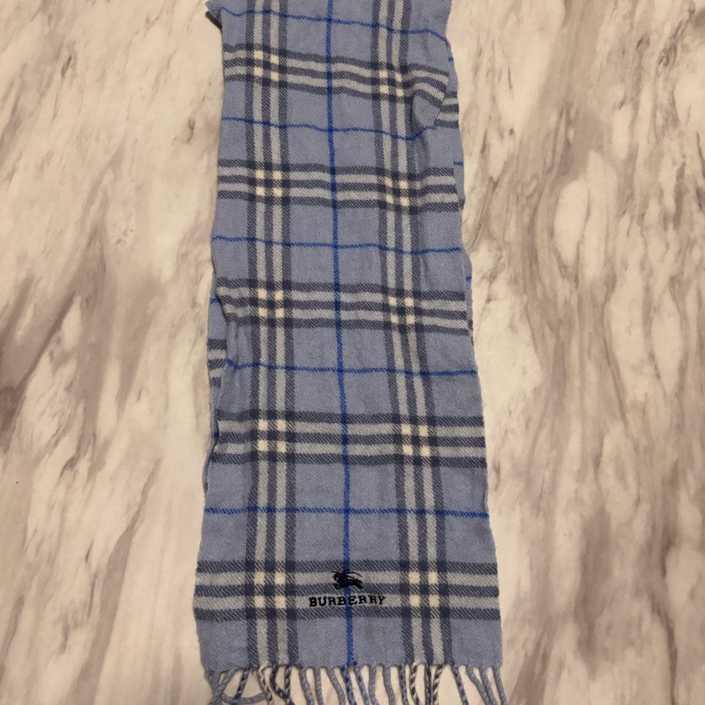 Burberry Blue Scarf with Fringe 💙 Stylish & Cozy! Negotiable Price!